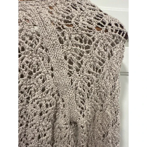Free People Crochet Knit Cardigan Sweater Long Sleeve Neutral Boho Chic S - Picture 5 of 6